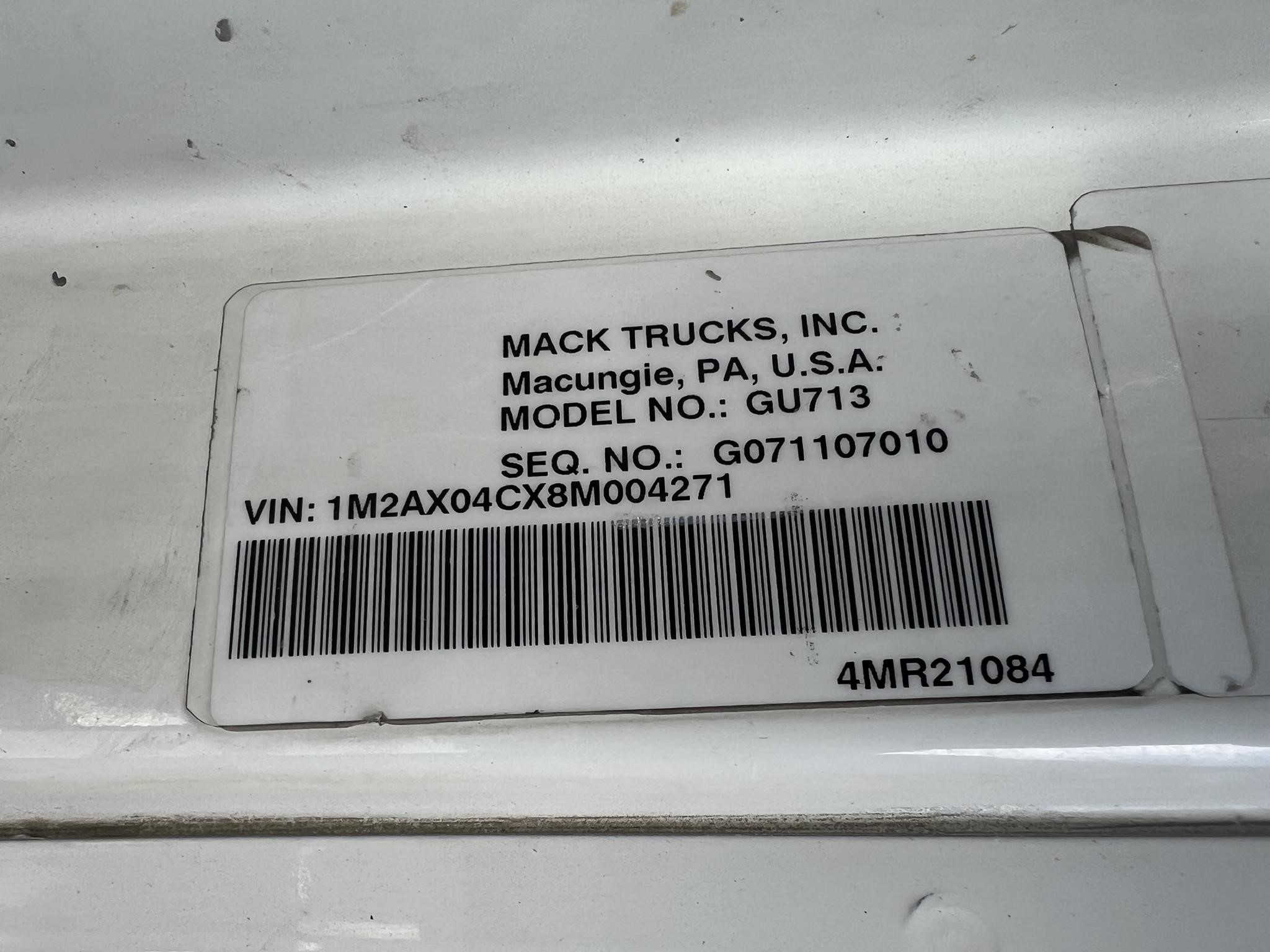 2008 MACK GRANITE GU713 11004568614 2008 MACK GRANITE GU713 11004568614