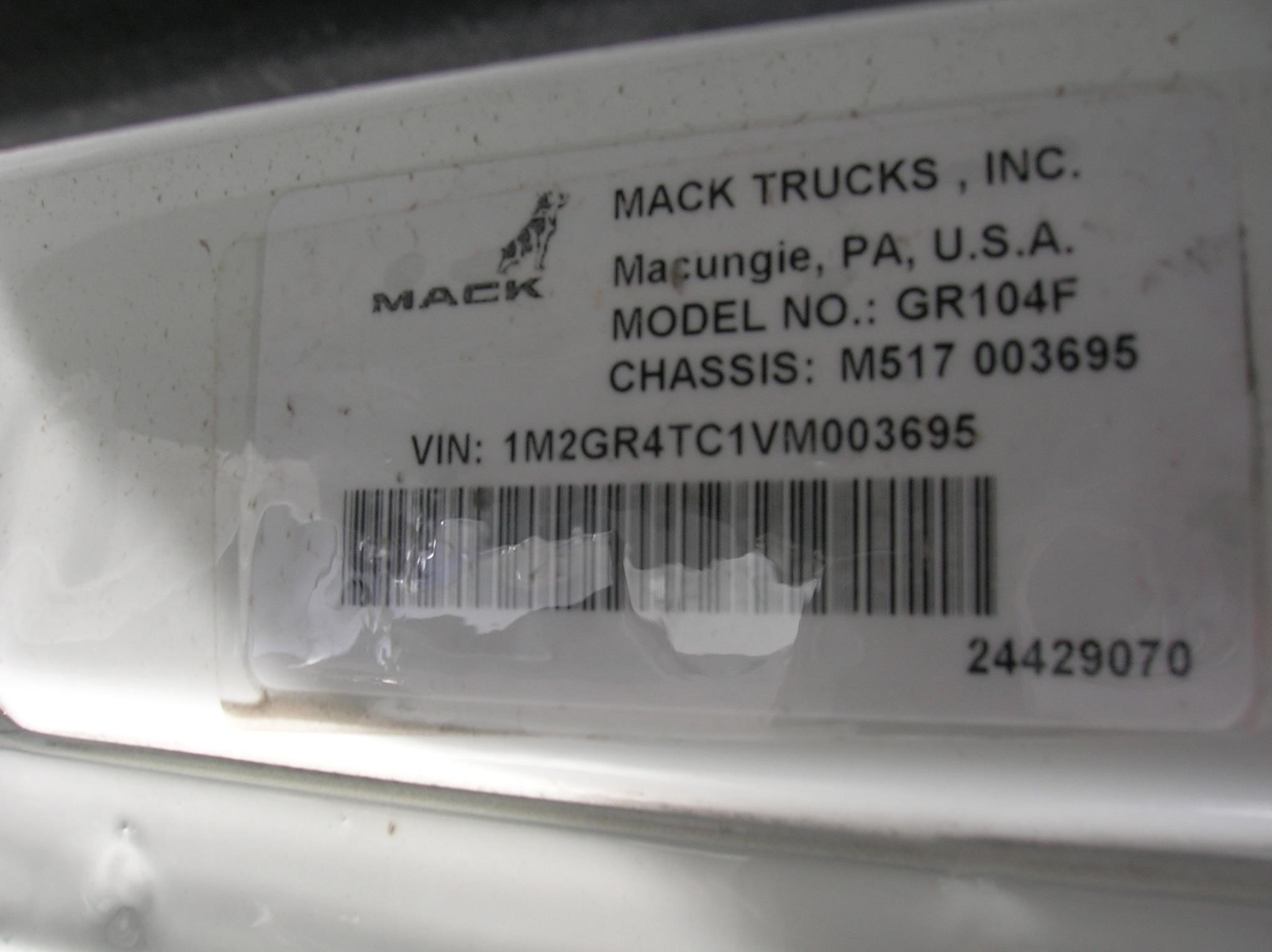 2027 MACK GRANITE 104FR 11018736893 2027 MACK GRANITE 104FR 11018736893